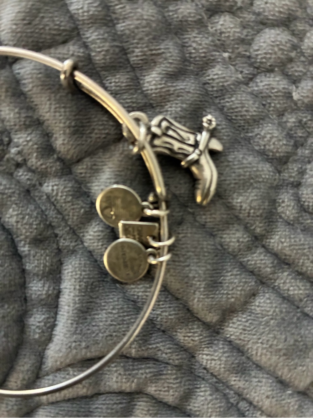 Alex and Ani Silver Tone Recycle Charm Bangle Bracelet
